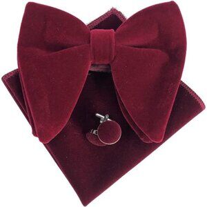 Velvet Bow Ties for Men Set Burdundy